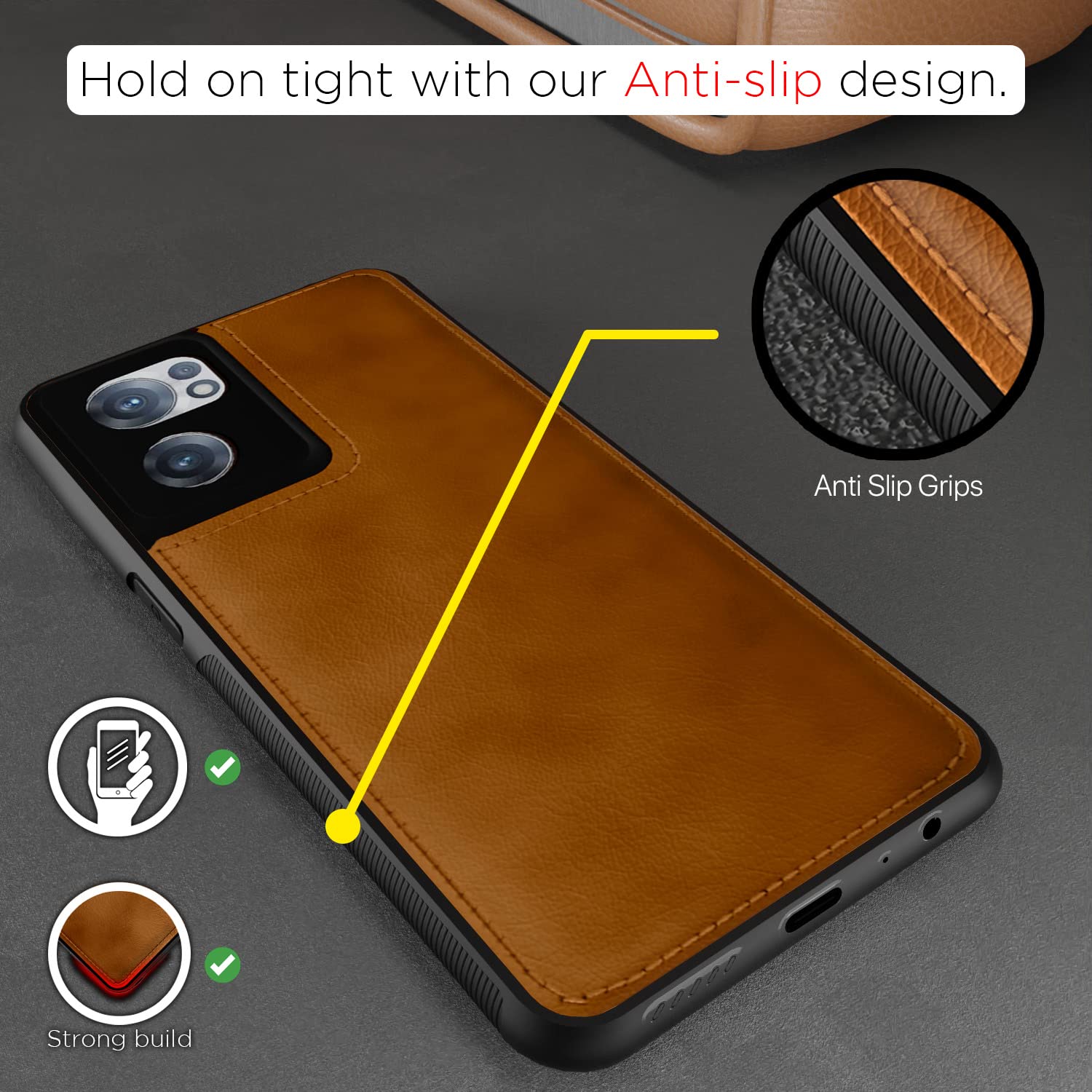 Brown Leather mobile back cover for OnePlus Nord CE 2 5G – Pikkme – photo 2