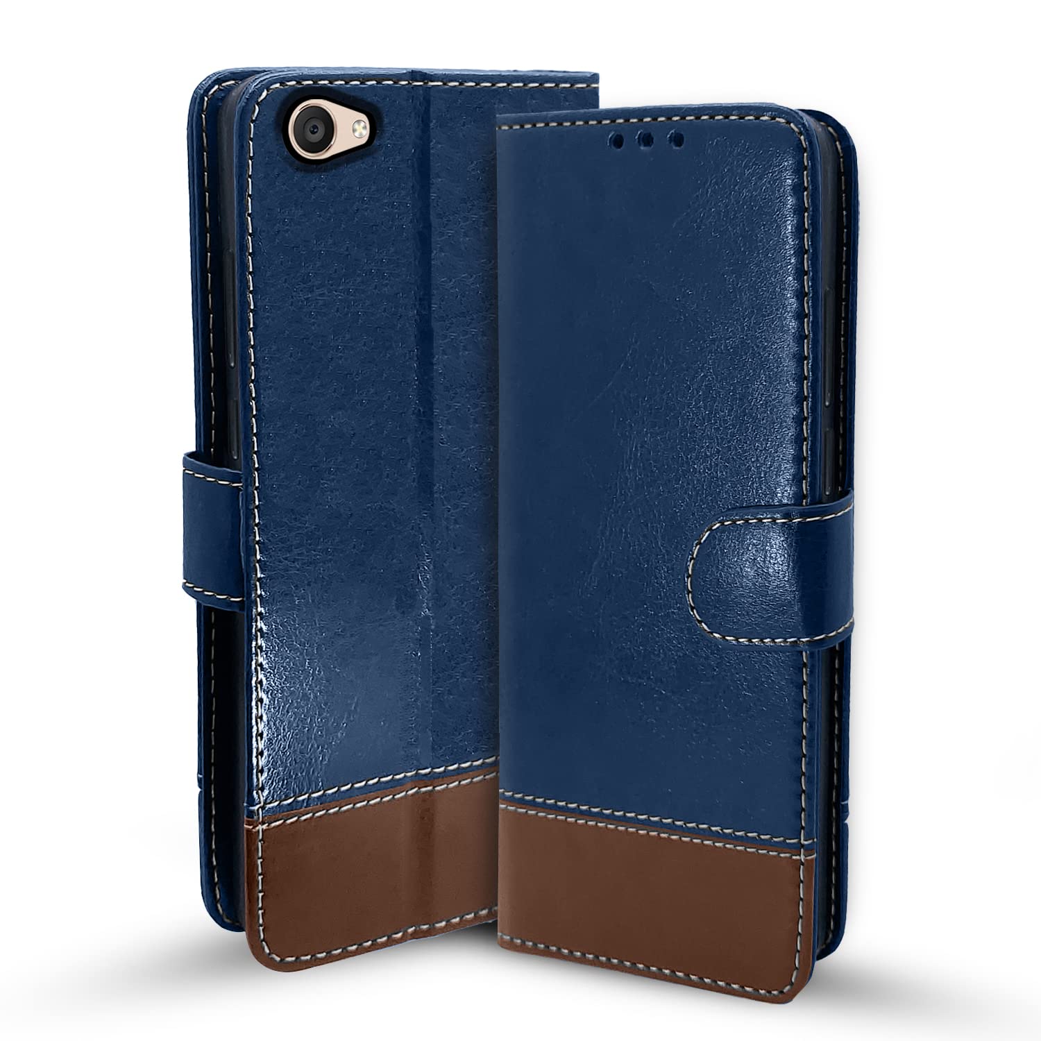 Pikkme Vivo V5/V5s Magnetic blue & brown mobile flip cover