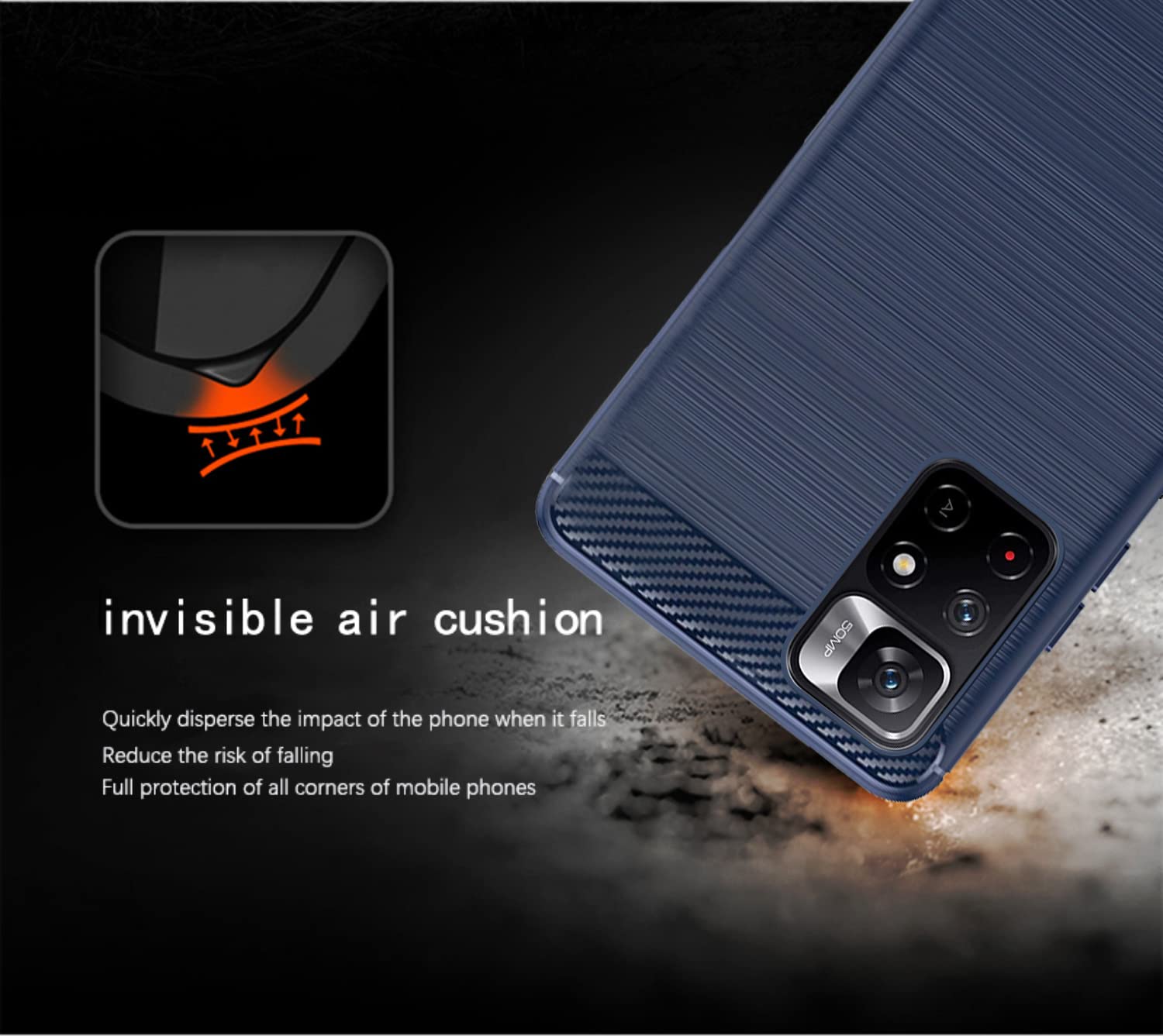 Pikkme Redmi Note 11T / Poco M4 Pro 5G Hybrid Carbon Fiber Back Cover | Blue