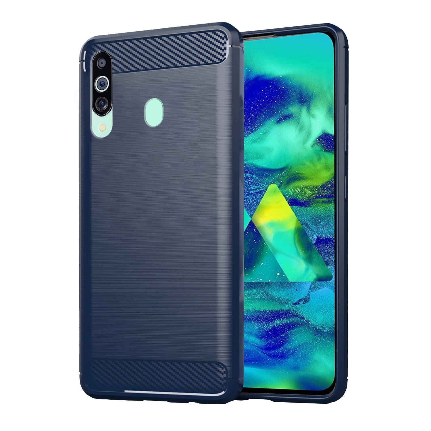 Samsung Galaxy M40 Hybrid Carbon Fiber Back Cover - Blue