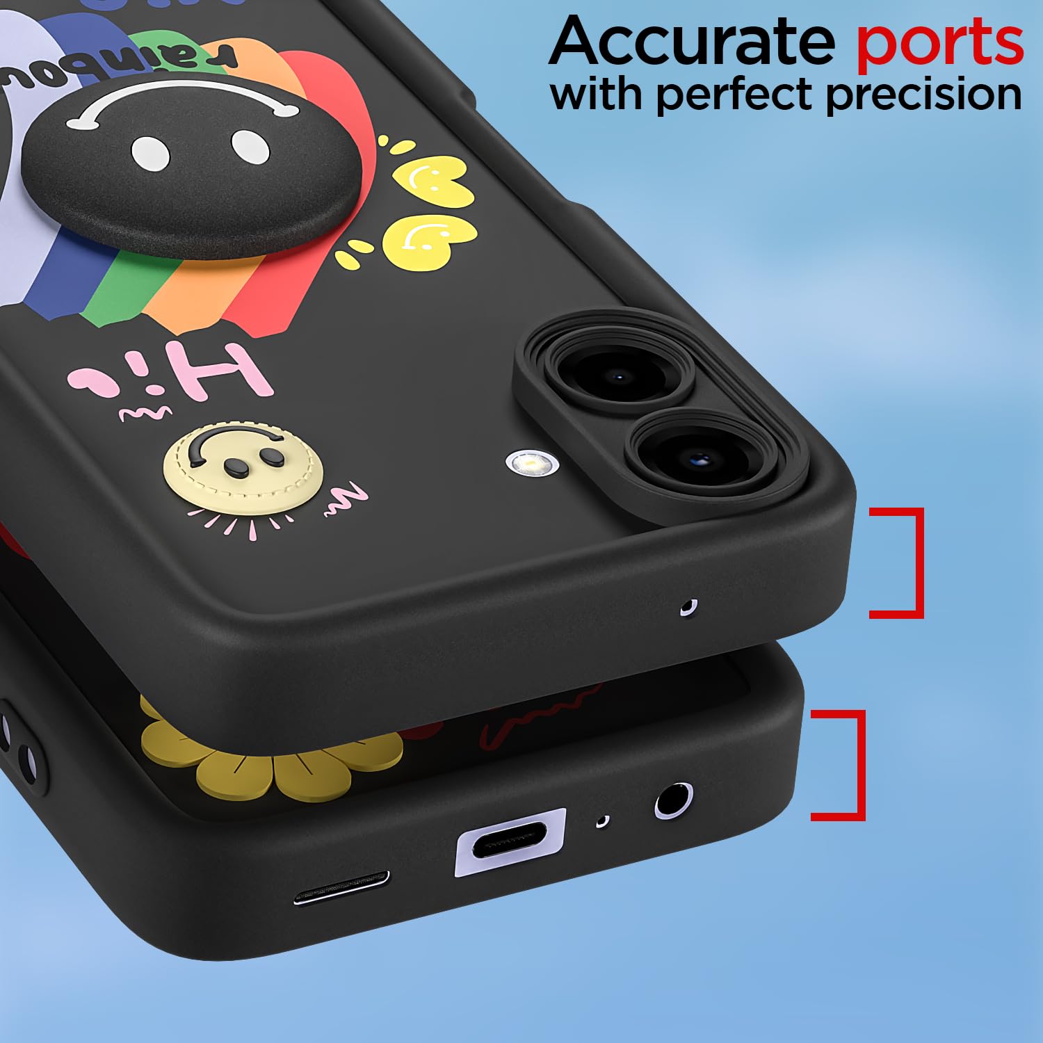 Samsung F70e 5G/M07/F07/A07/A07 5G Smile Rainbow phone cover in black by Pikkme – photo 4