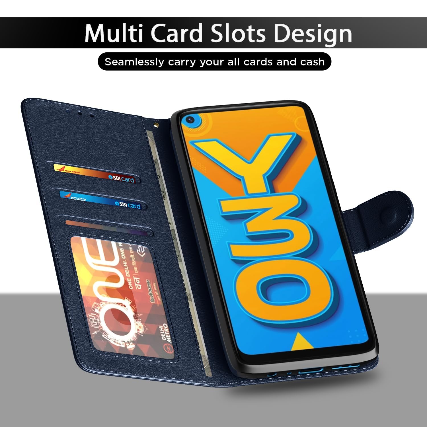Vivo Y30 flip case in blue by Pikkme – photo 5