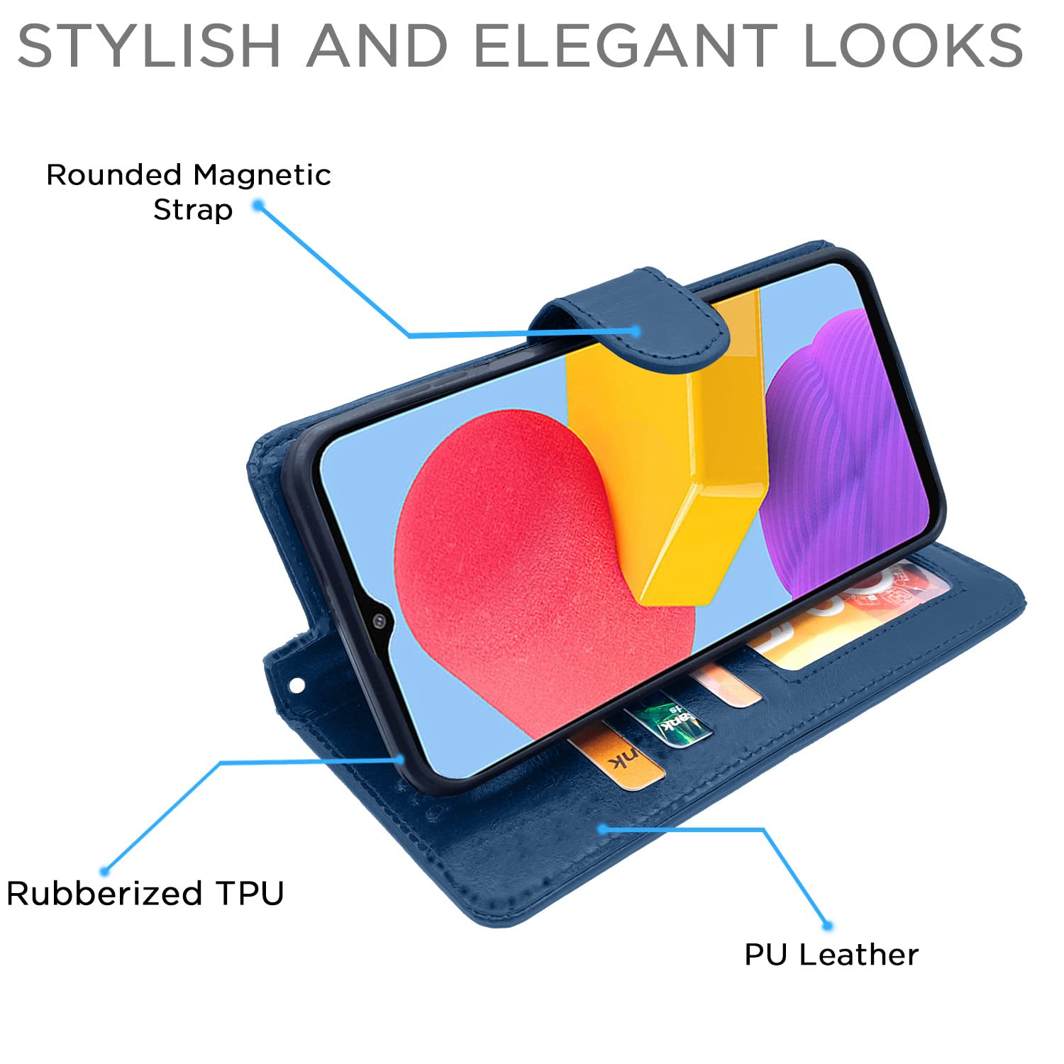 Samsung Galaxy F13 Vintage Flip Cover (Blue)