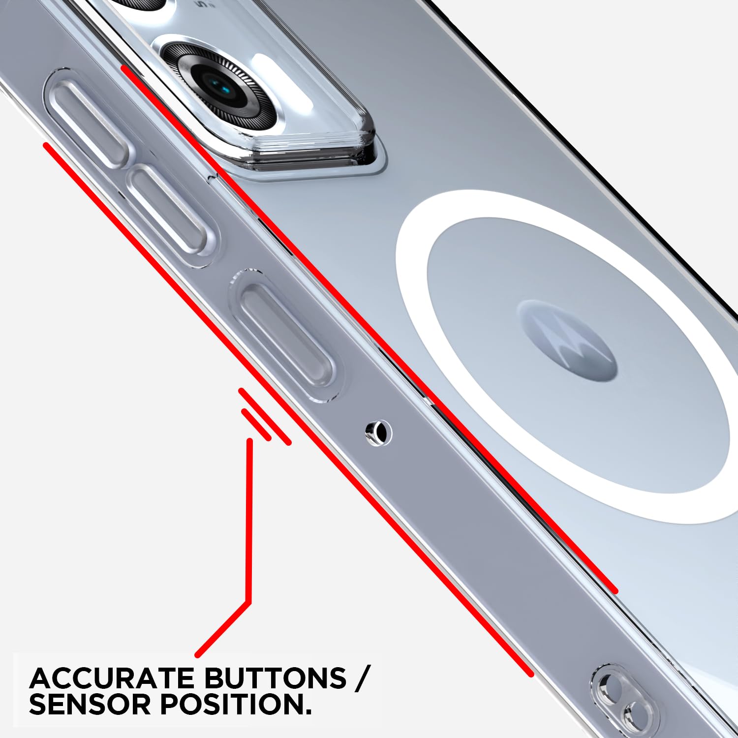 Pikkme Motorola Moto Edge 50 Fusion 5G Mag-Safe Shockproof PC + TPU Back Cover (Transparent)