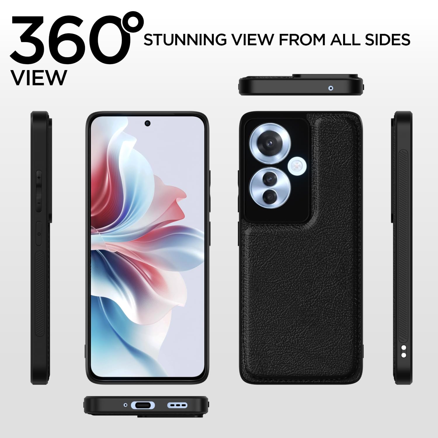Pikkme Oppo F25 Pro 5G Leatherback Back Case | Black