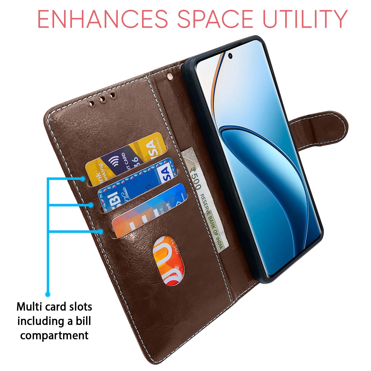 Brown & coffee flip cover for Realme 12 Pro/12 Pro Plus 5G – Pikkme – photo 4
