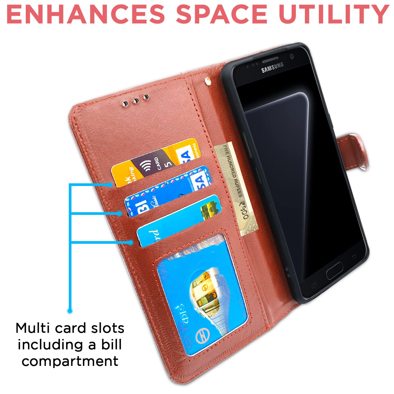 Pikkme brown wallet flip cover for Samsung S7 Edge – photo 3