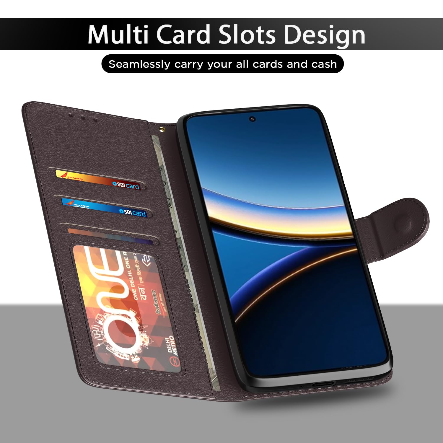 Pikkme Poco F7 Ultra 5G Vintage Flip Cover (Coffee)