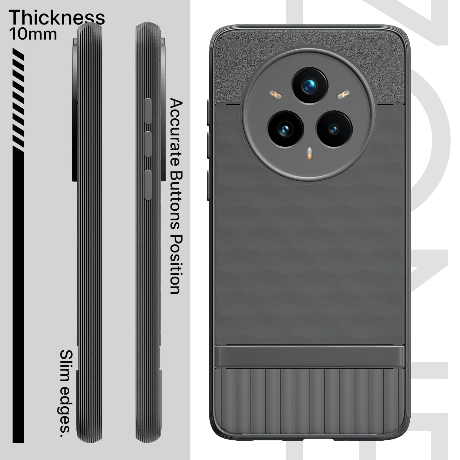Pikkme Realme 14 Pro Plus 5G / Realme P3 Pro 5G Gencase Back Cover (Grey)