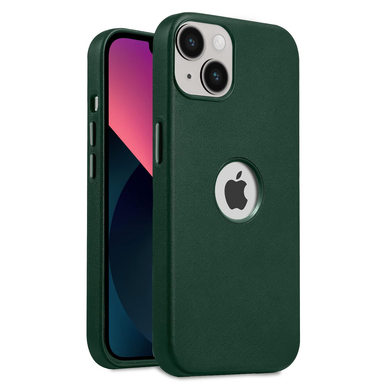 Pikkme shirt green Leather mobile back cover for iPhone 13