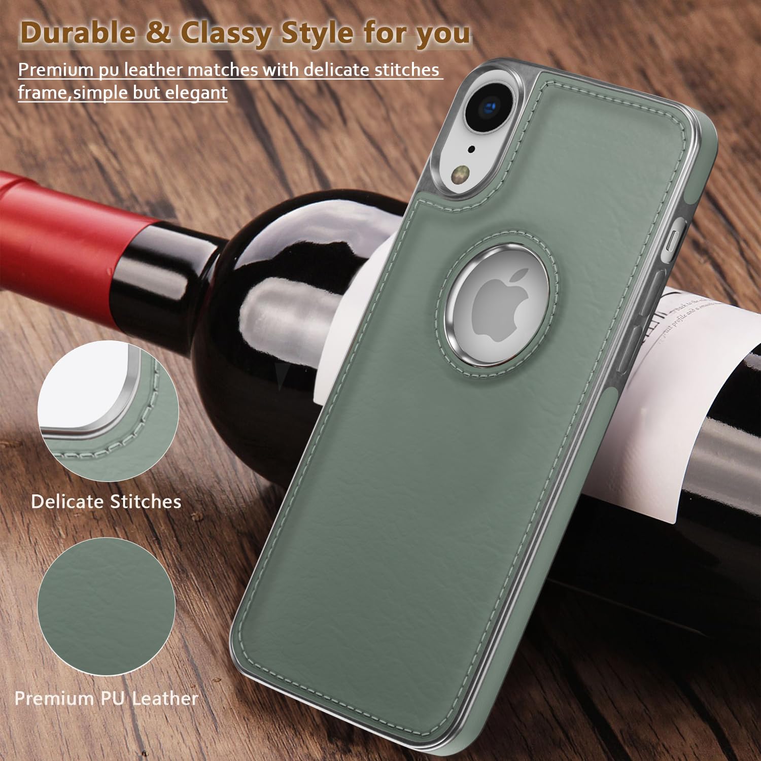 Pikkme iPhone XR Silver Electroplated Chrome Leather Back Cover (Green)
