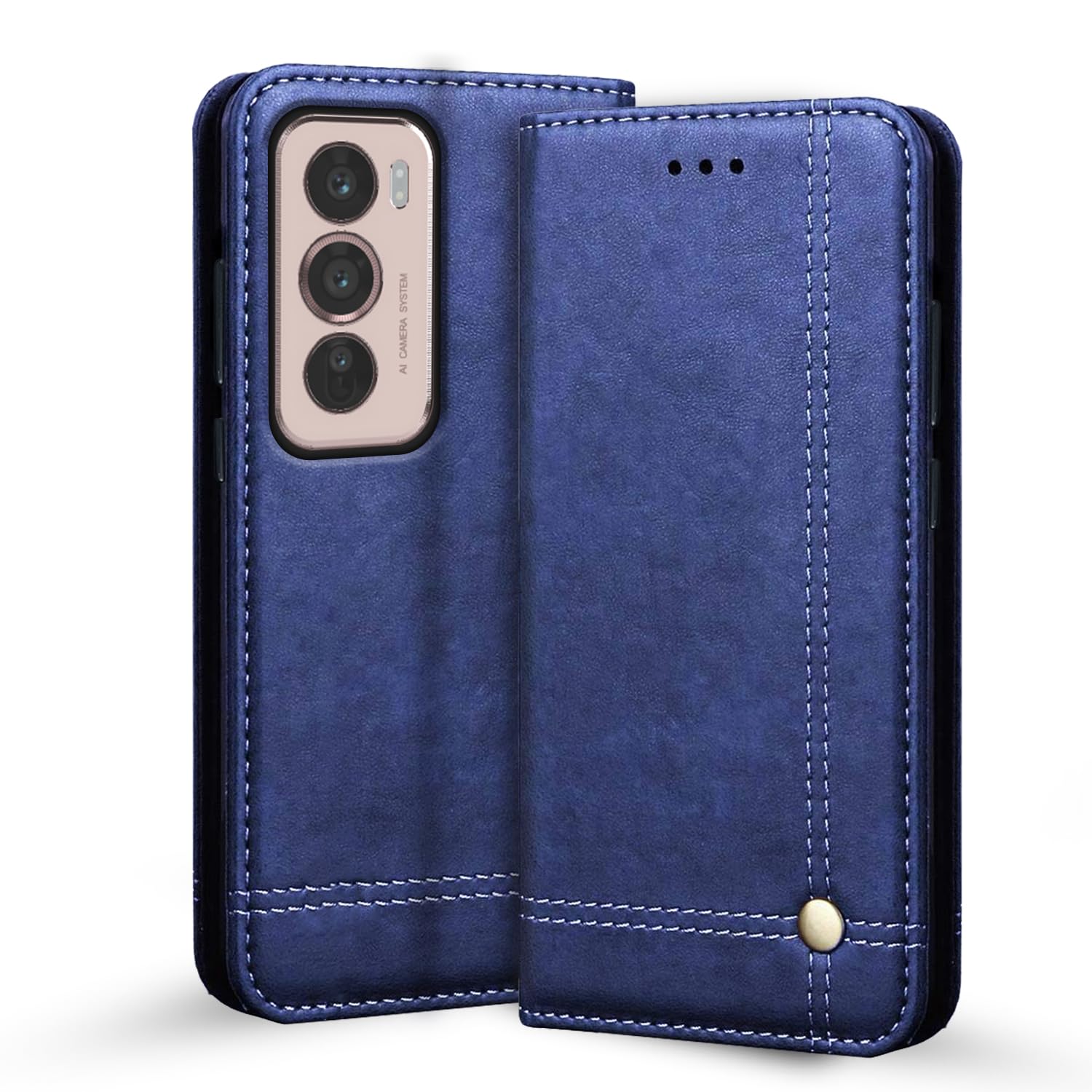 Oppo Reno 12 5G Magnetic mobile flip cover in blue by Pikkme