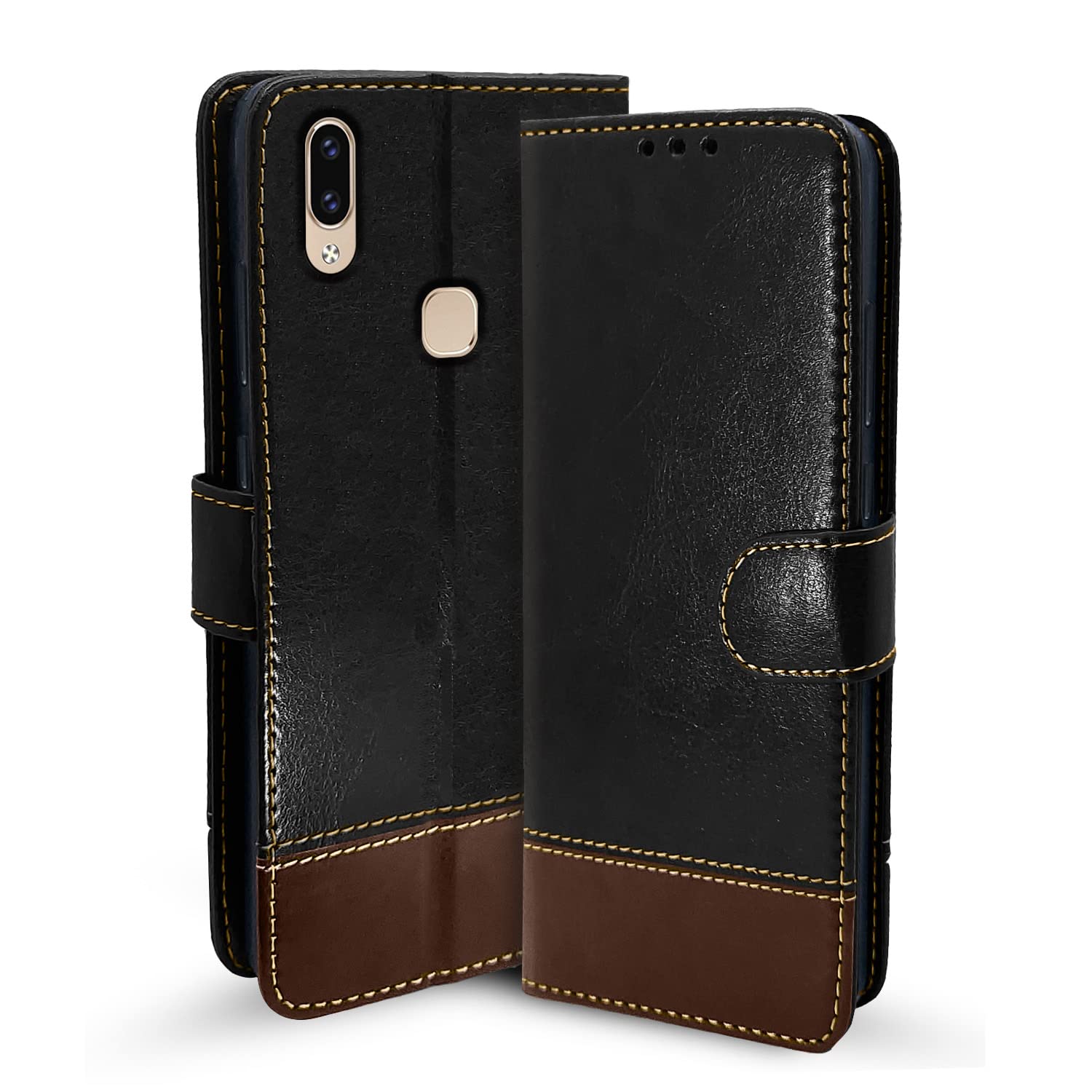 Pikkme black & brown Magnetic flip cover for Vivo V9