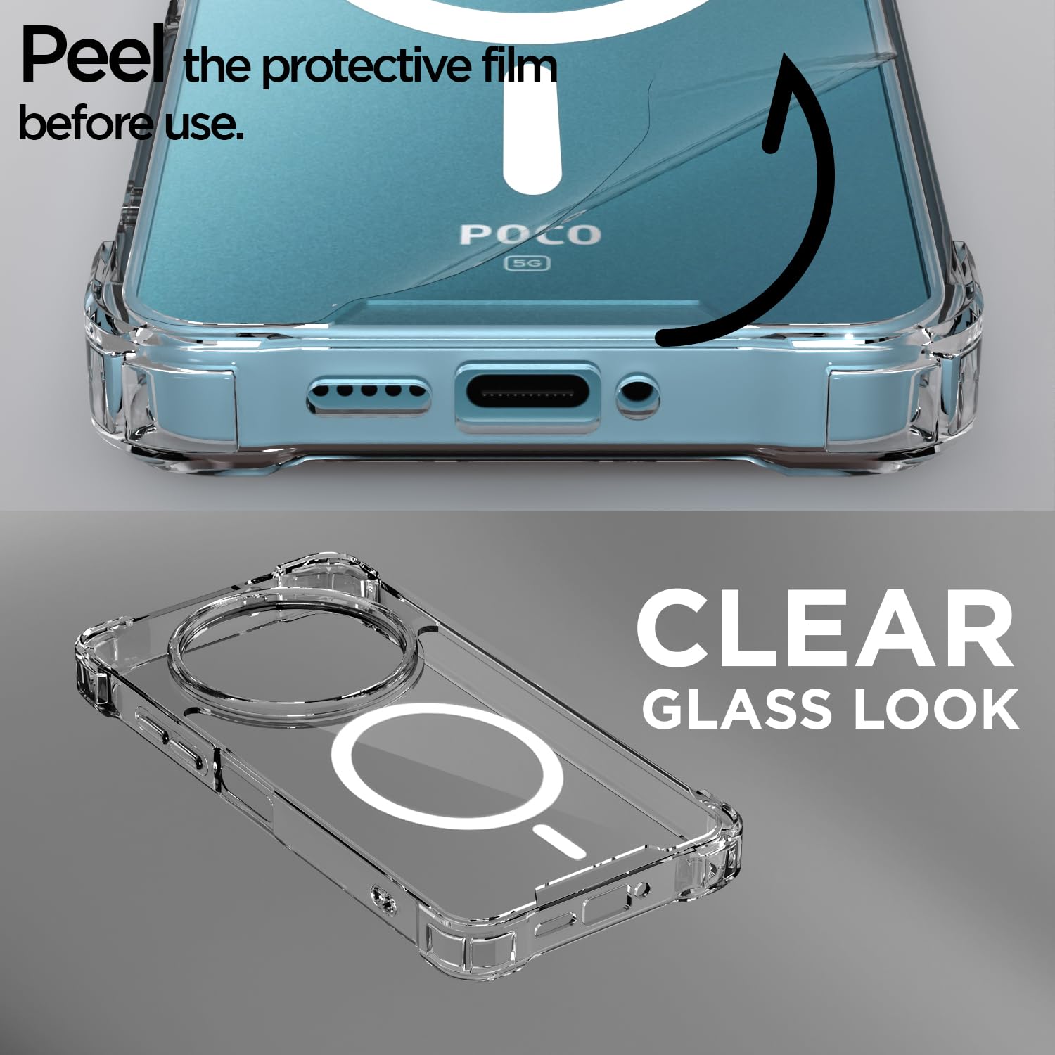 Transparent mag-safe mobile back cover for Poco M7 5G – Pikkme – photo 3