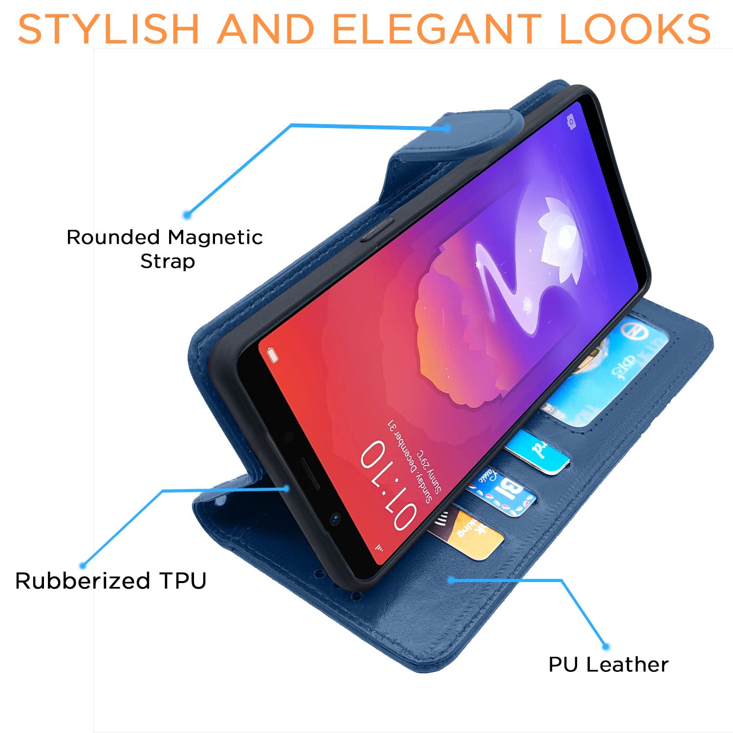 Pikkme Realme 1 Vintage Flip Cover (Blue)