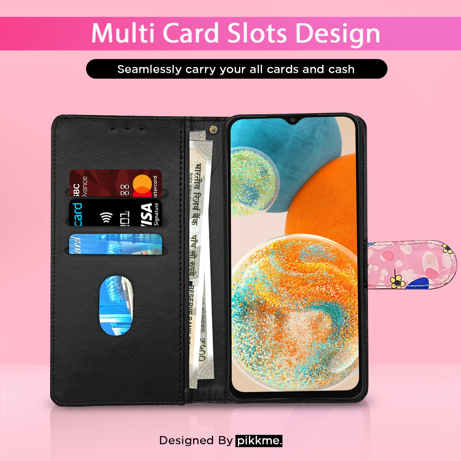 Pink flower mobile flip cover for Samsung A23/A23 5G – Pikkme – photo 2