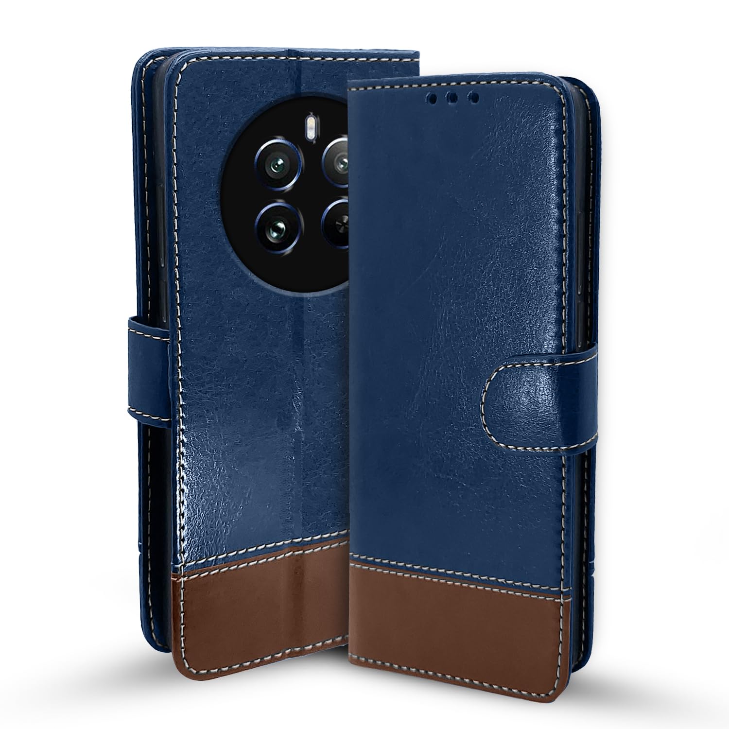 Pikkme Realme 12 Pro/12 Pro Plus 5G Magnetic blue & brown flip case