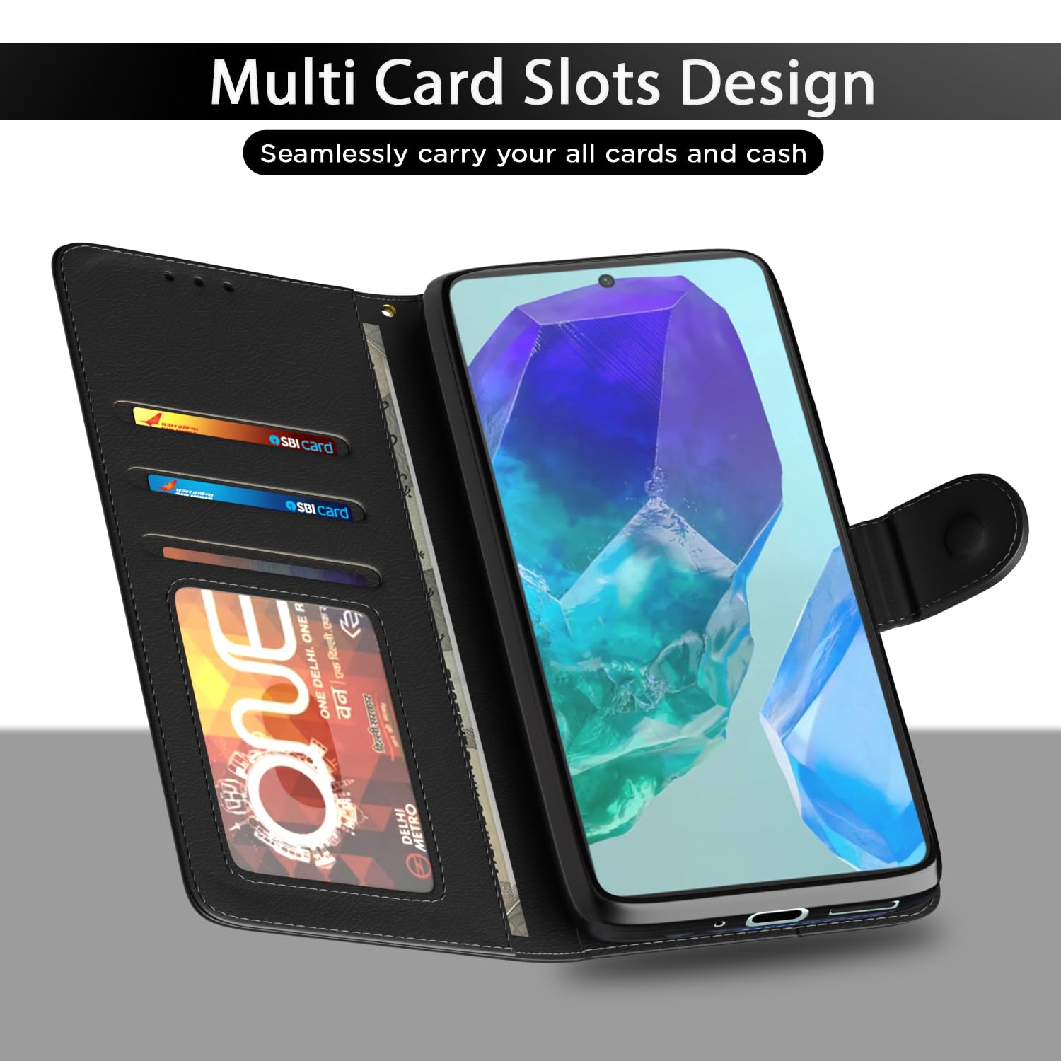 Black Wallet mobile flip cover for Samsung M55/M55s/F55 5G – Pikkme – photo 5