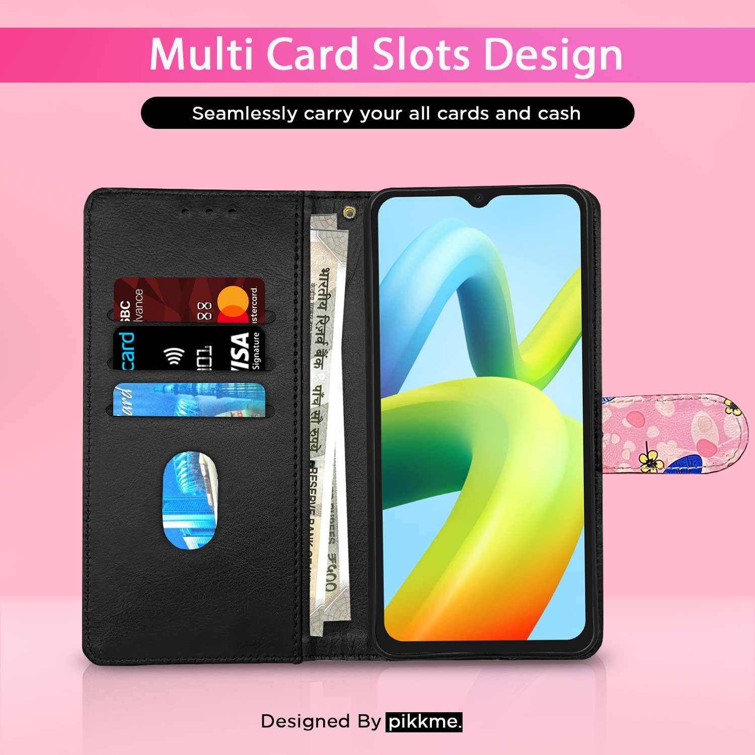 Pink flower mobile flip cover for Redmi A1/A2 – Pikkme – photo 2