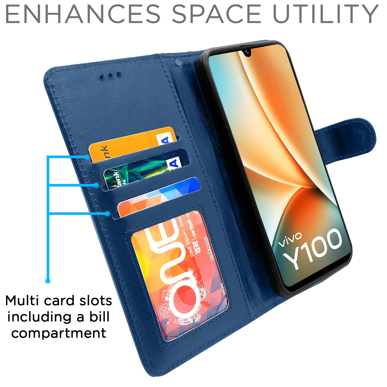 Pikkme blue Wallet flip cover for Vivo Y100 5G – photo 2
