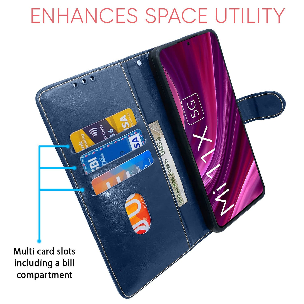 Mi 11x flip cover in blue & brown by Pikkme – photo 3