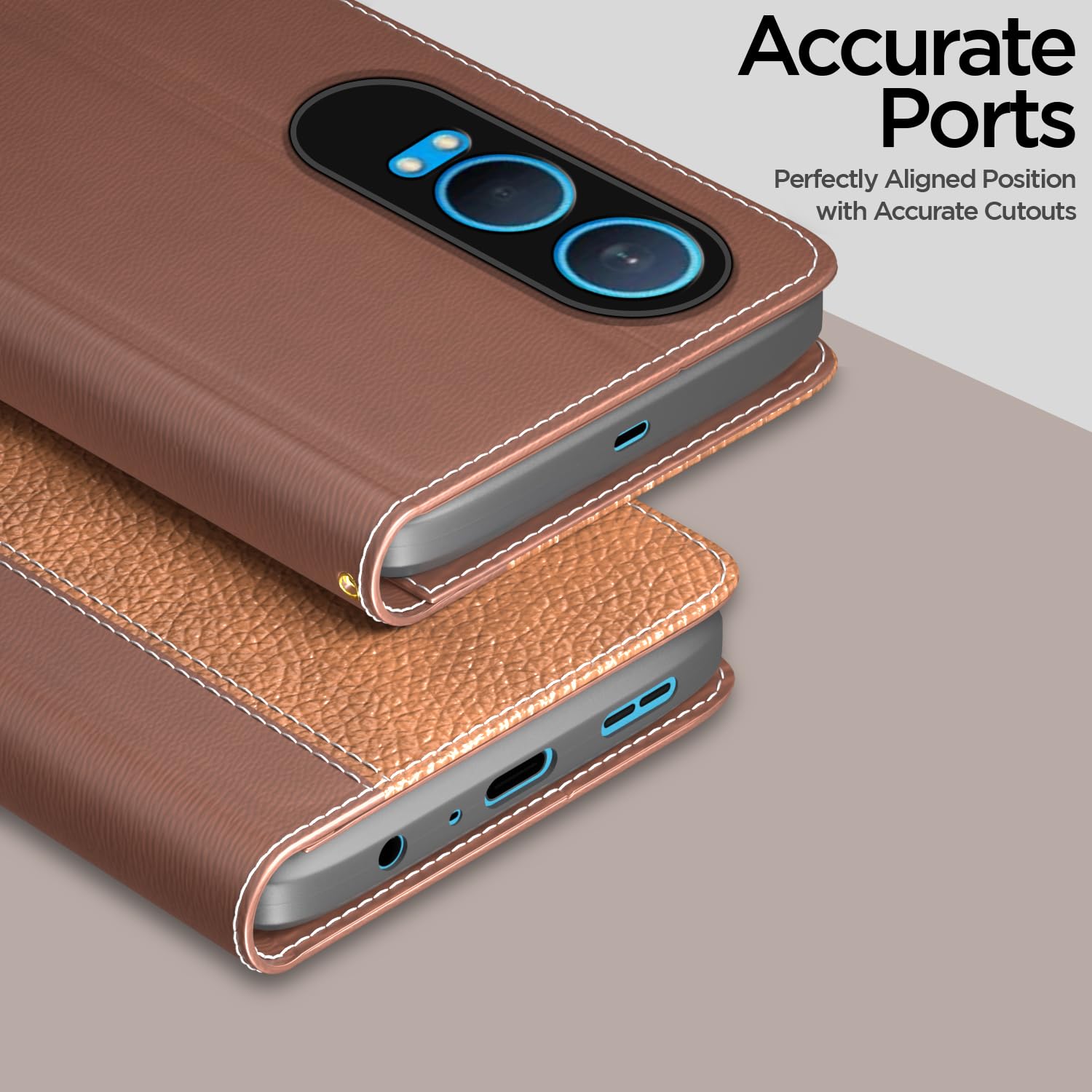 Pikkme OnePlus Nord CE 4 Lite 5G tan wallet flip cover – photo 2