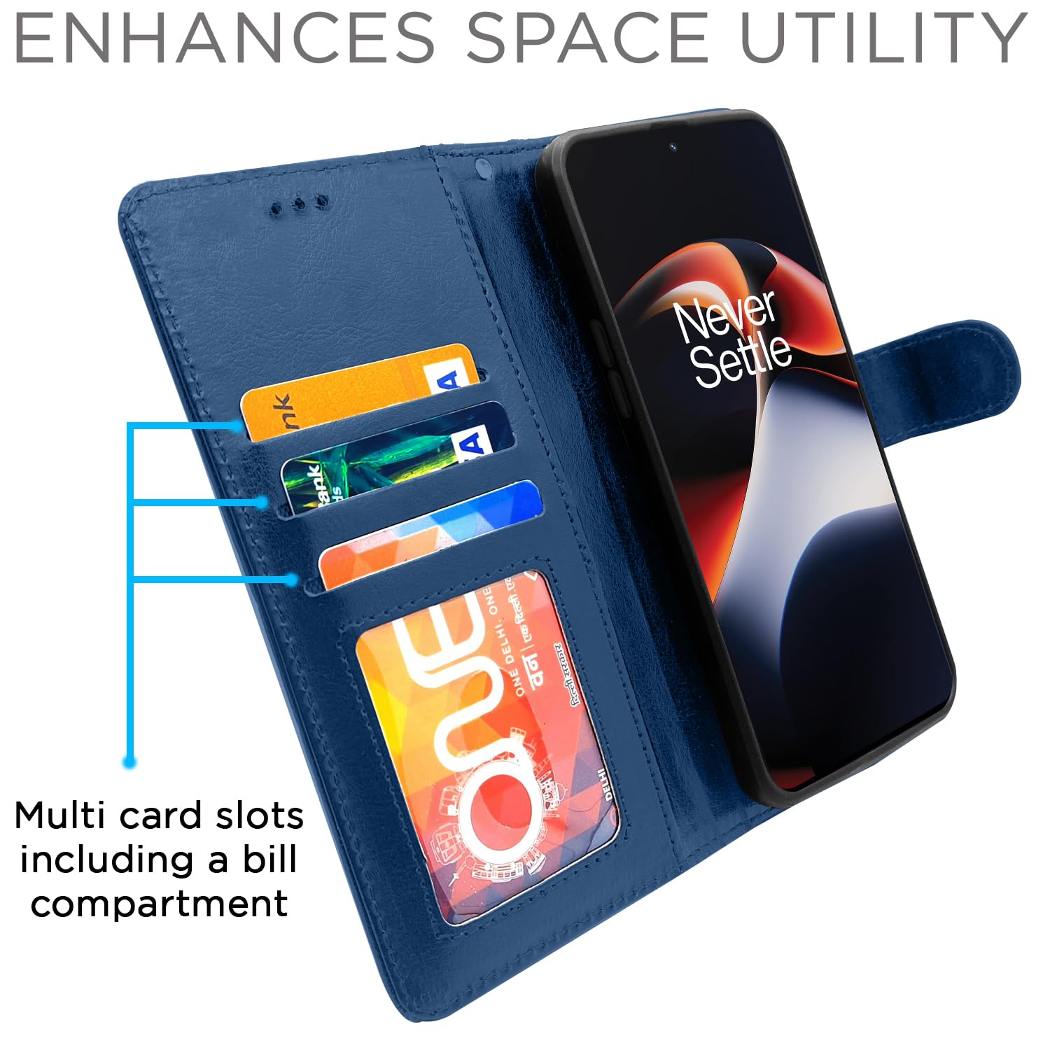 Pikkme OnePlus 11R 5G Vintage Flip Cover (Blue)