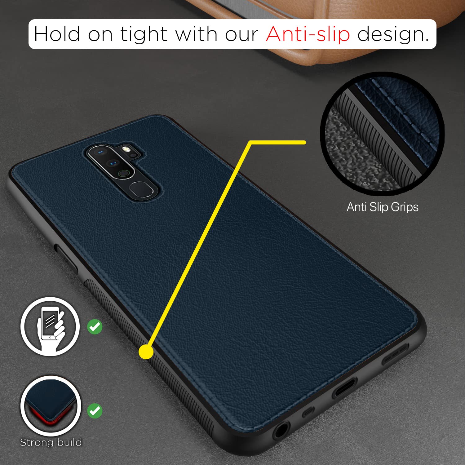 Pikkme Oppo A5 2020 / A9 2020 Leatherback Back Case | Blue