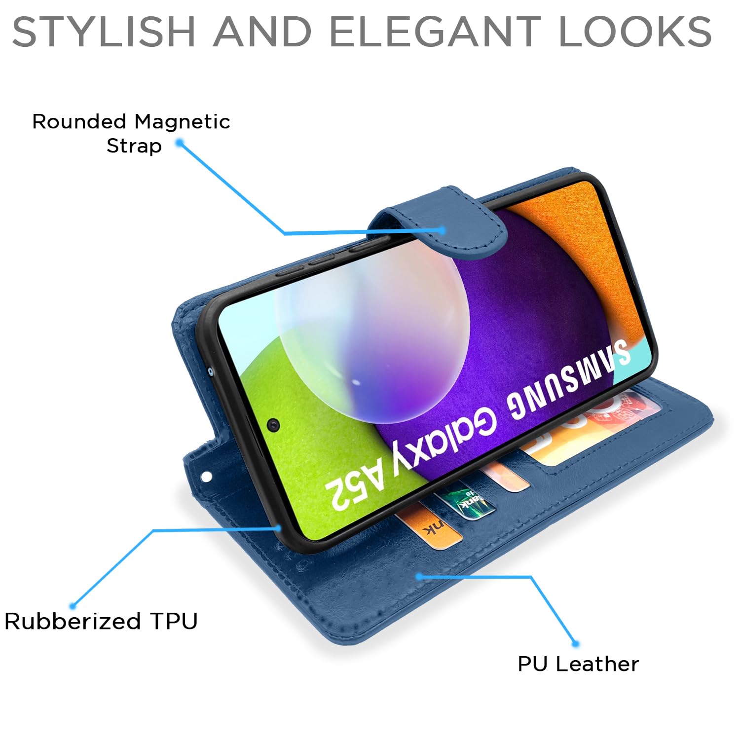 Pikkme Samsung Galaxy A52 Vintage Flip Cover (Blue)