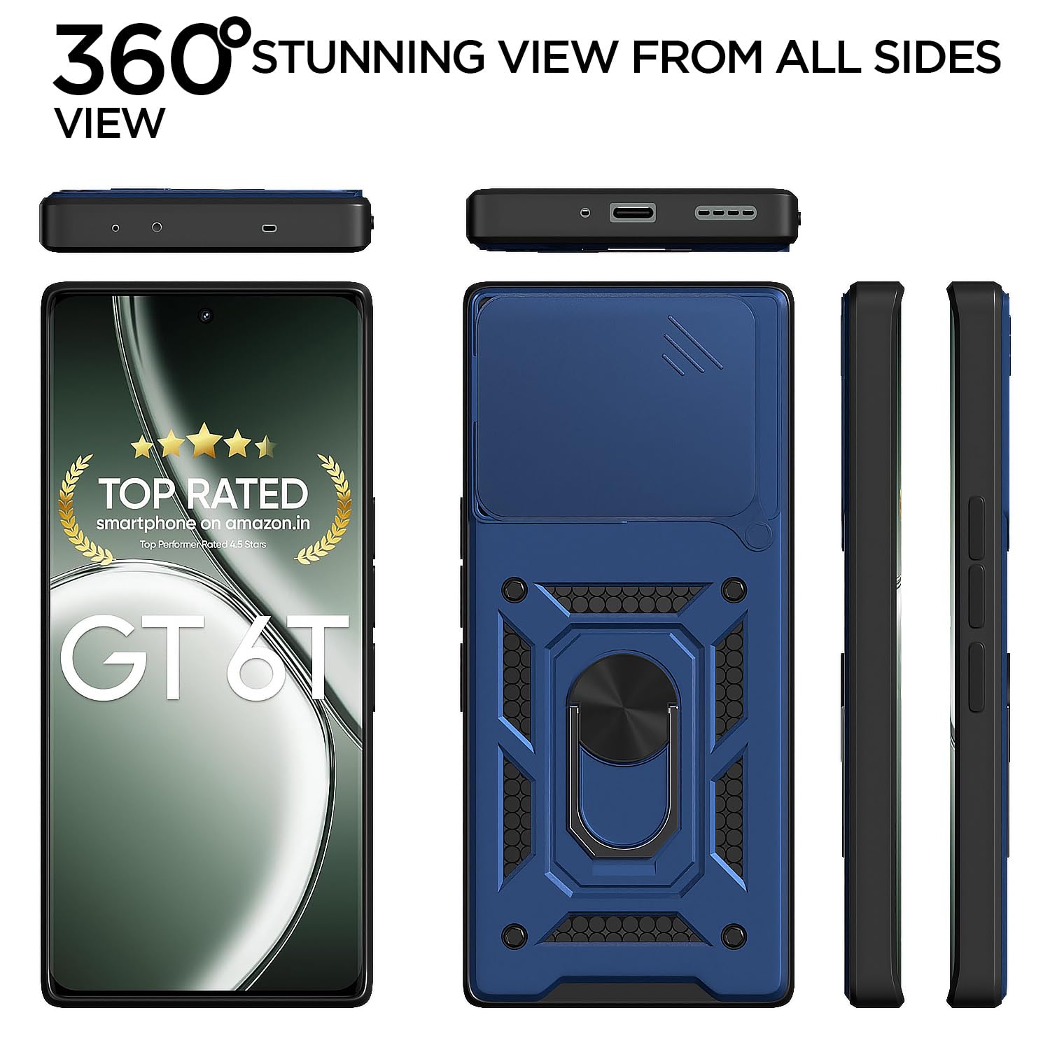Pikkme Realme GT 6T/GT Neo 6 SE 5G D10 Camera Shield blue back cover – photo 5