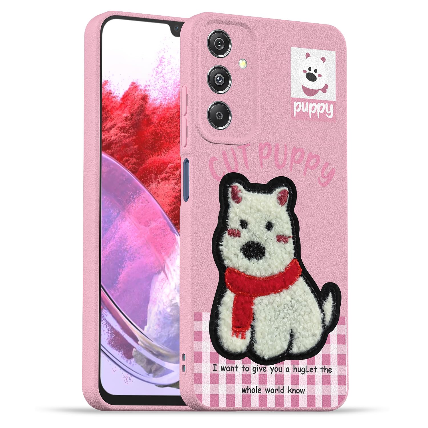 Pink Plush Patch back cover for Samsung M34 5G – Pikkme