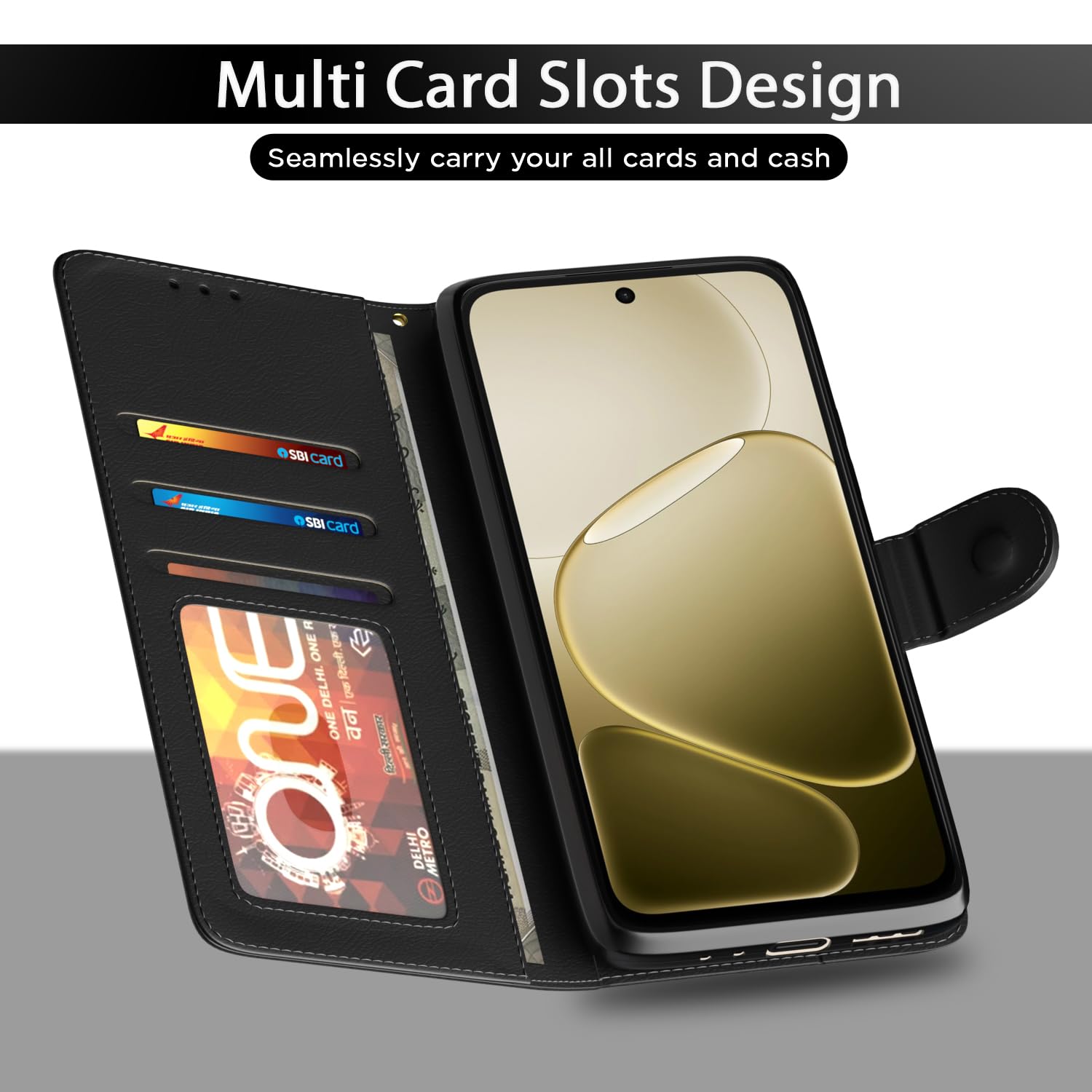 Pikkme black Wallet flip case for Oppo A6 Pro 5G – photo 5