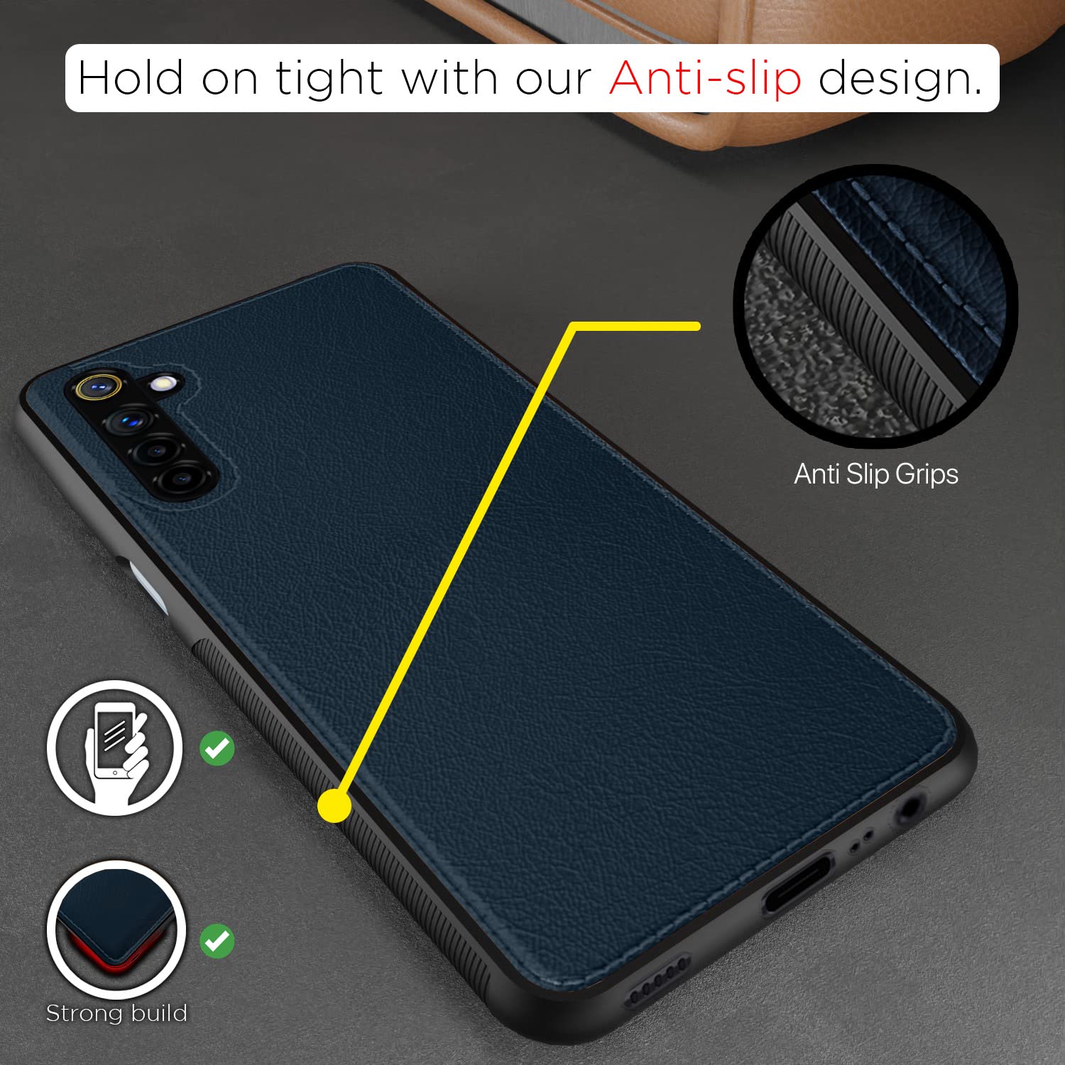 Pikkme Realme 6 Leatherback Back Case | Blue