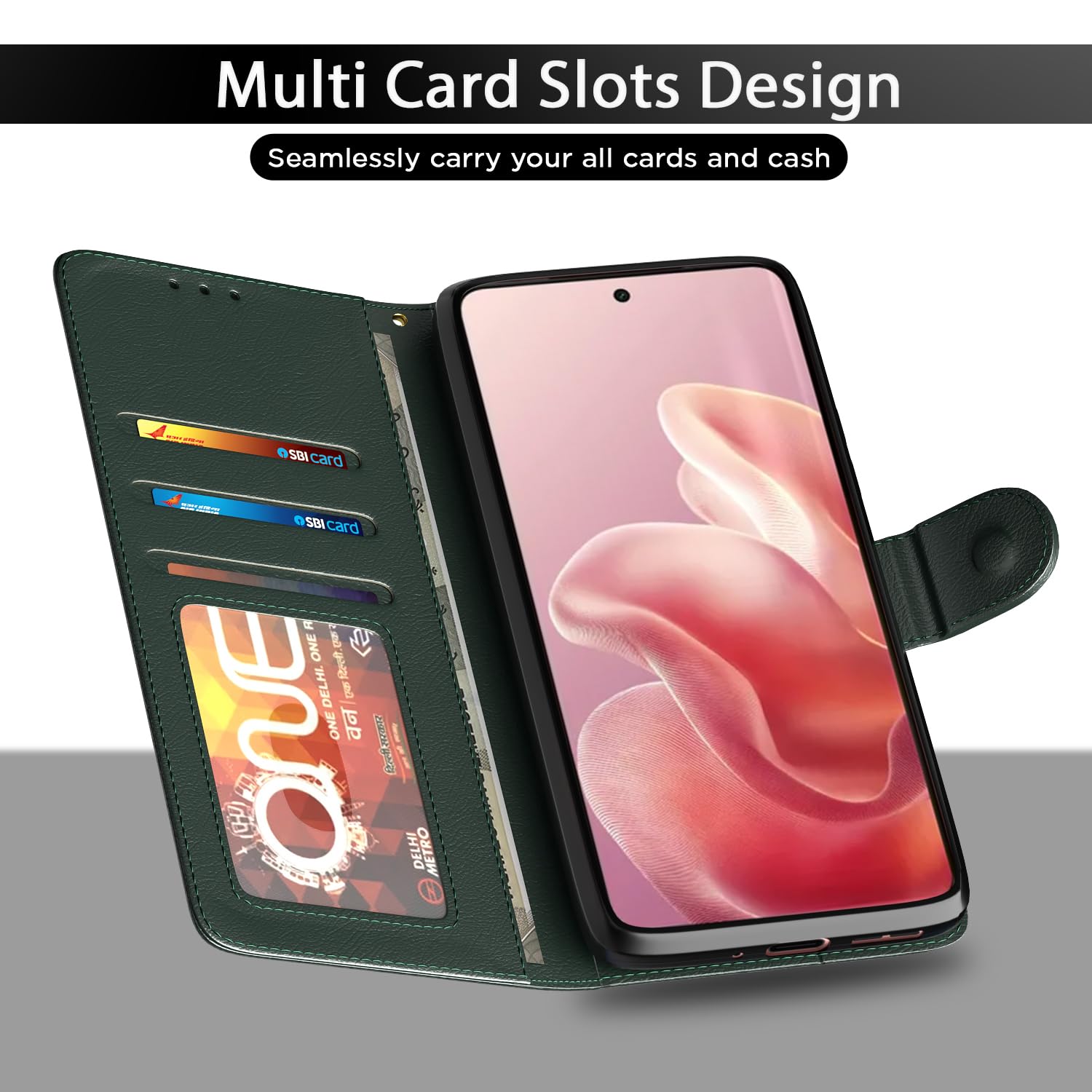 Pikkme Moto Edge 60/Edge 60 Fusion 5G Wallet green flip cover – photo 5