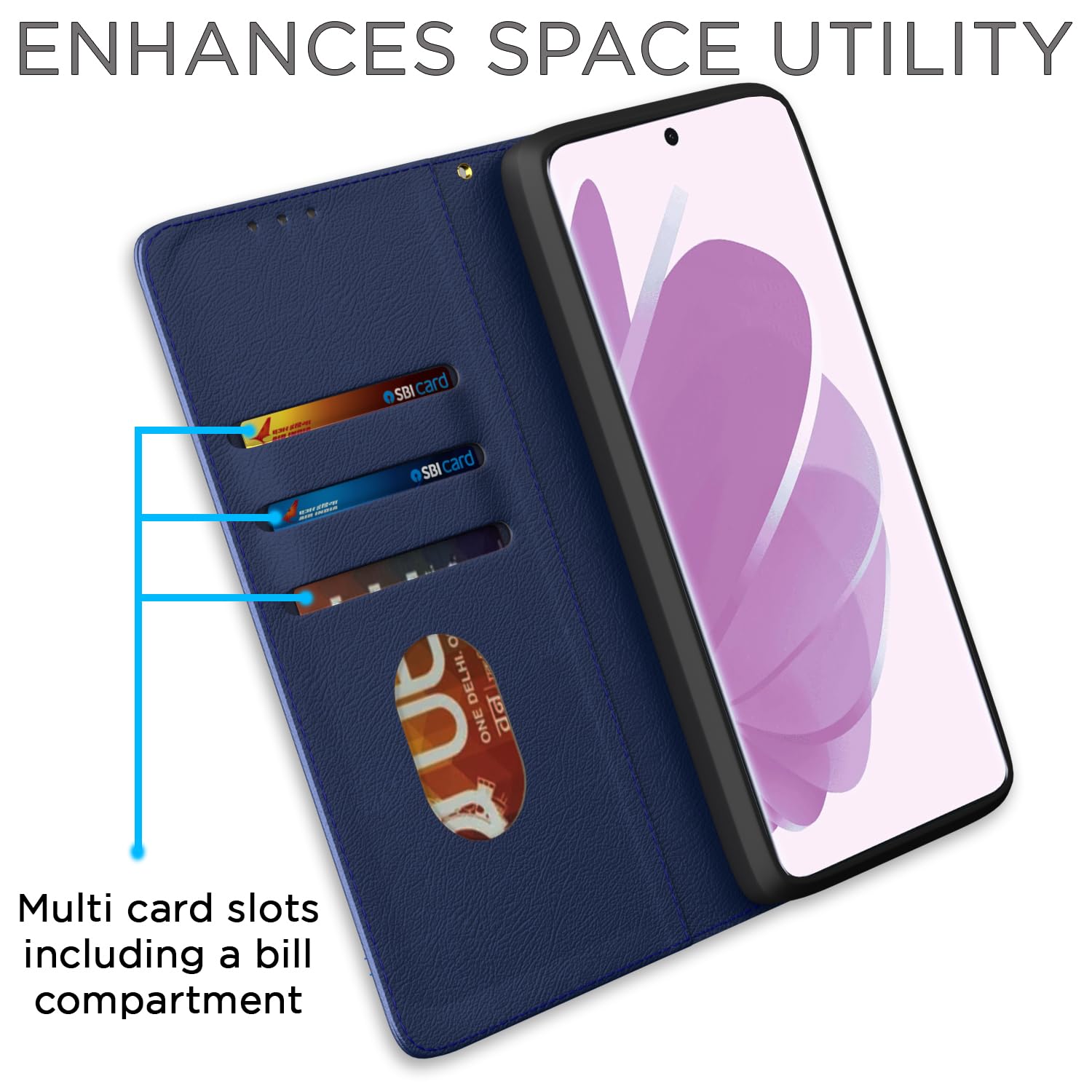 Redmi Note 14 Pro/Note 14 Pro Plus 5G Magnetic flip cover in blue by Pikkme – photo 3
