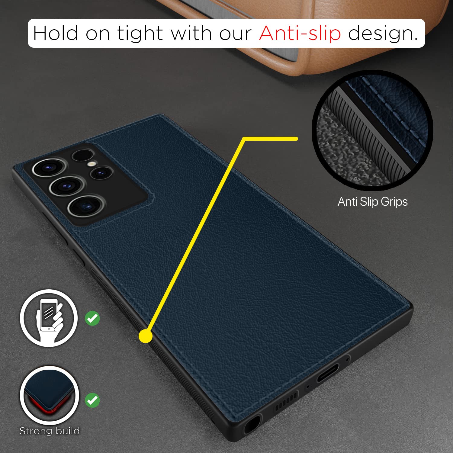 Pikkme Samsung Galaxy S23 Ultra 5G Leatherback Back Case | Blue