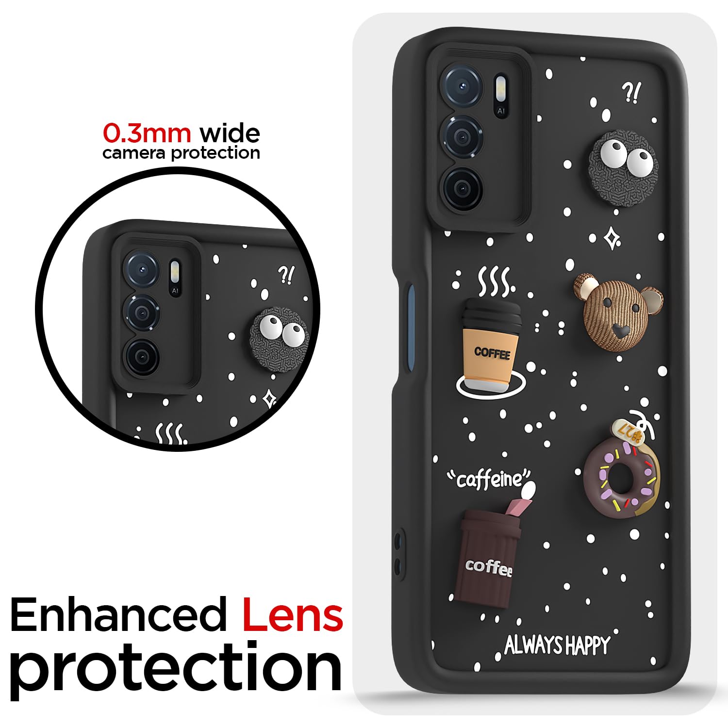 Black mobile cover for Oppo A16/3D – Pikkme – photo 5