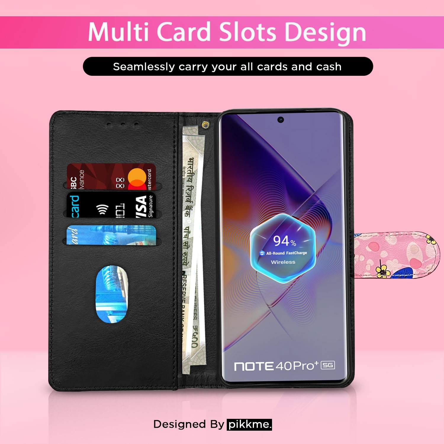 Infinix Note 40 Pro Plus 5G flip cover in pink flower by Pikkme – photo 2