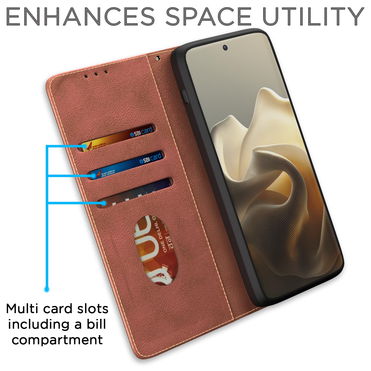 Pikkme brown Magnetic flip cover for Moto Edge 60 Pro 5G – photo 3