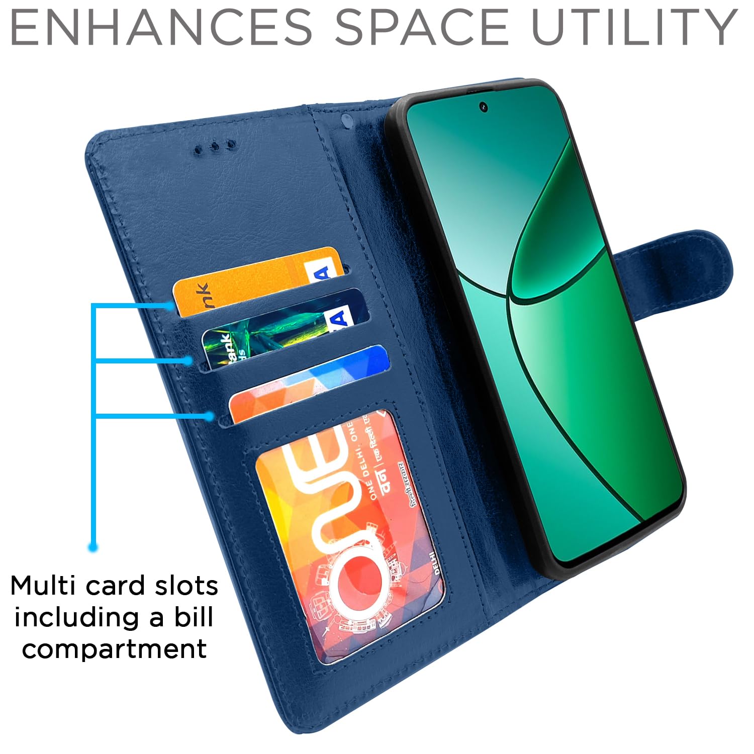 Pikkme Realme 12 Plus 5G Vintage Flip Cover (Blue)