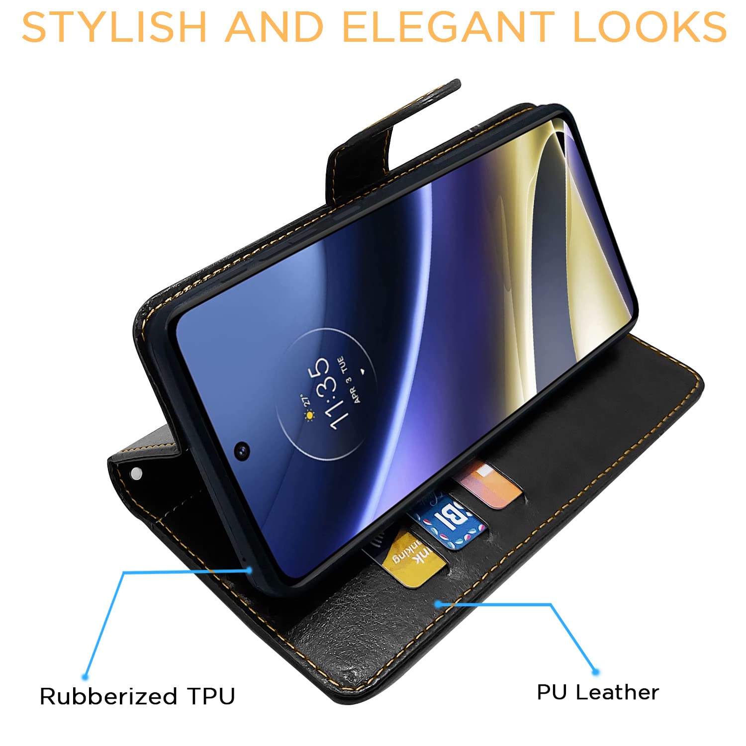 Moto G51 5G flip cover in black & brown by Pikkme – photo 5