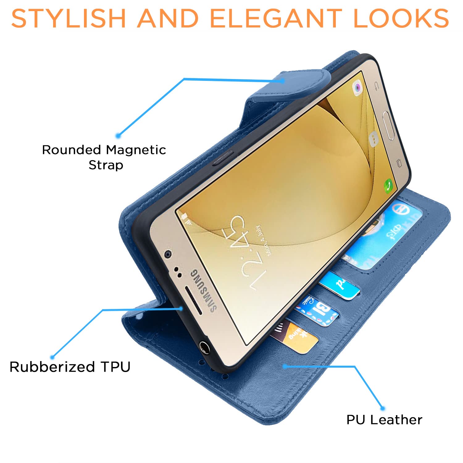 Pikkme Samsung Galaxy J2 2016 Vintage Flip Cover (Blue)