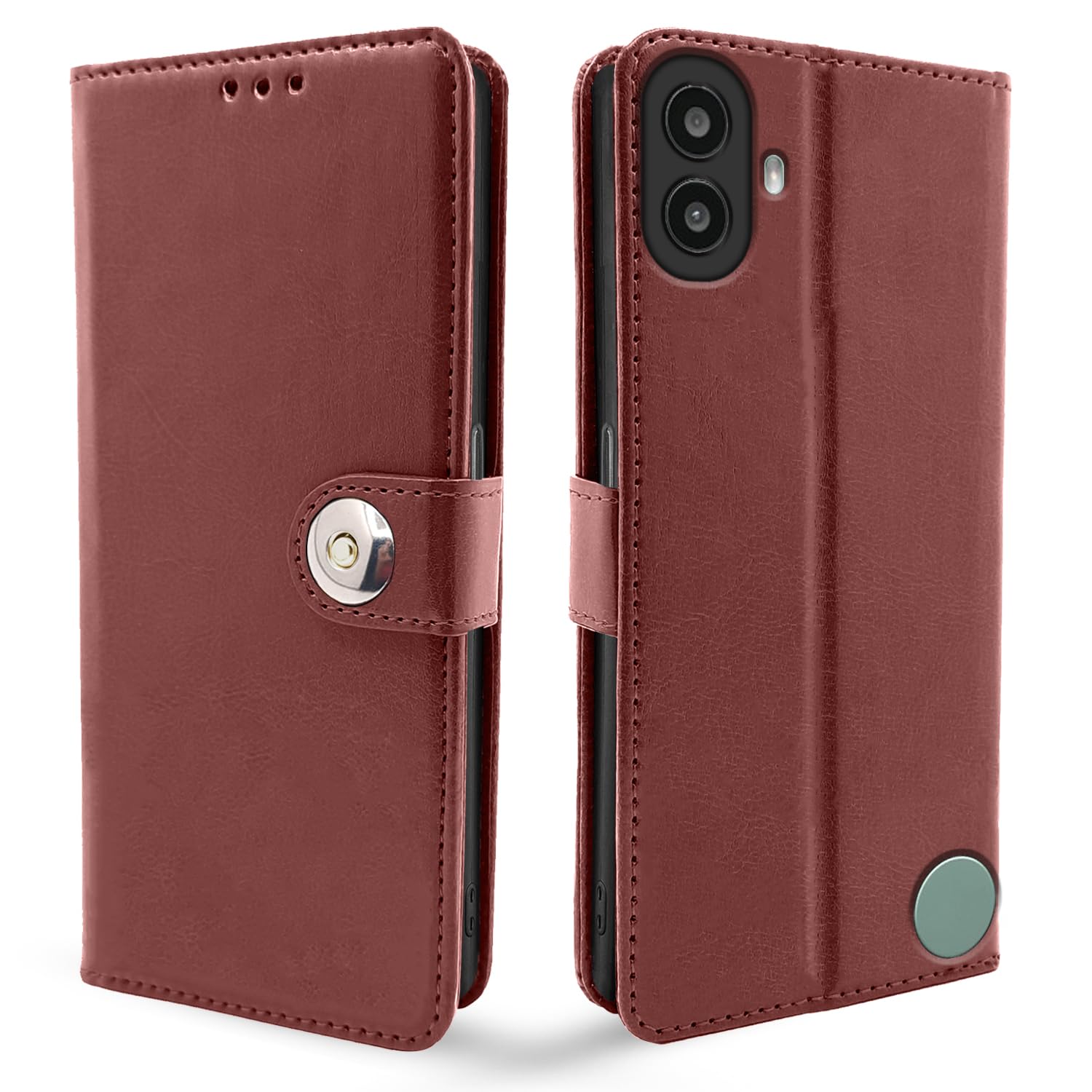 Brown Button flip case for CMF Phone 1 – Pikkme