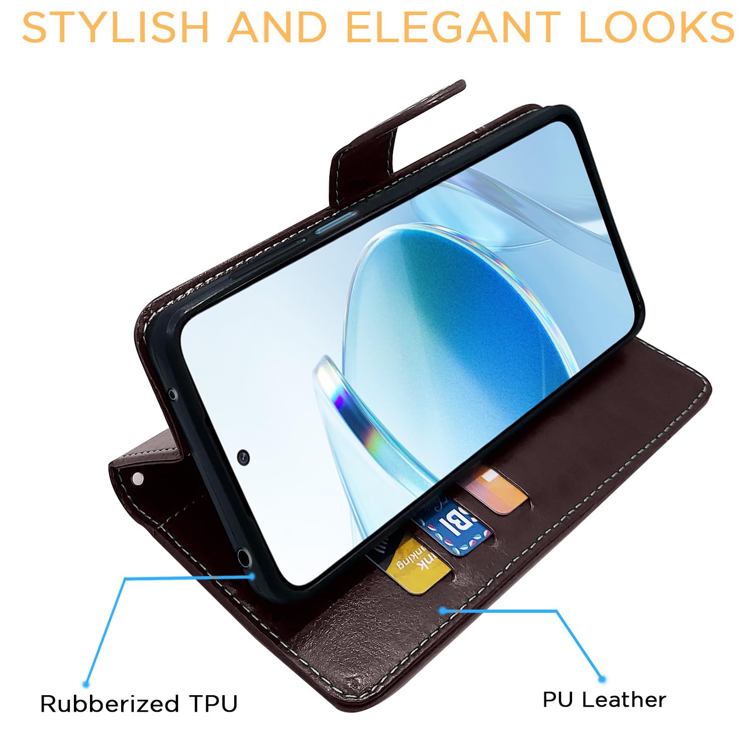 Pikkme coffee & brown Magnetic wallet flip cover for Redmi 12 4G – photo 5