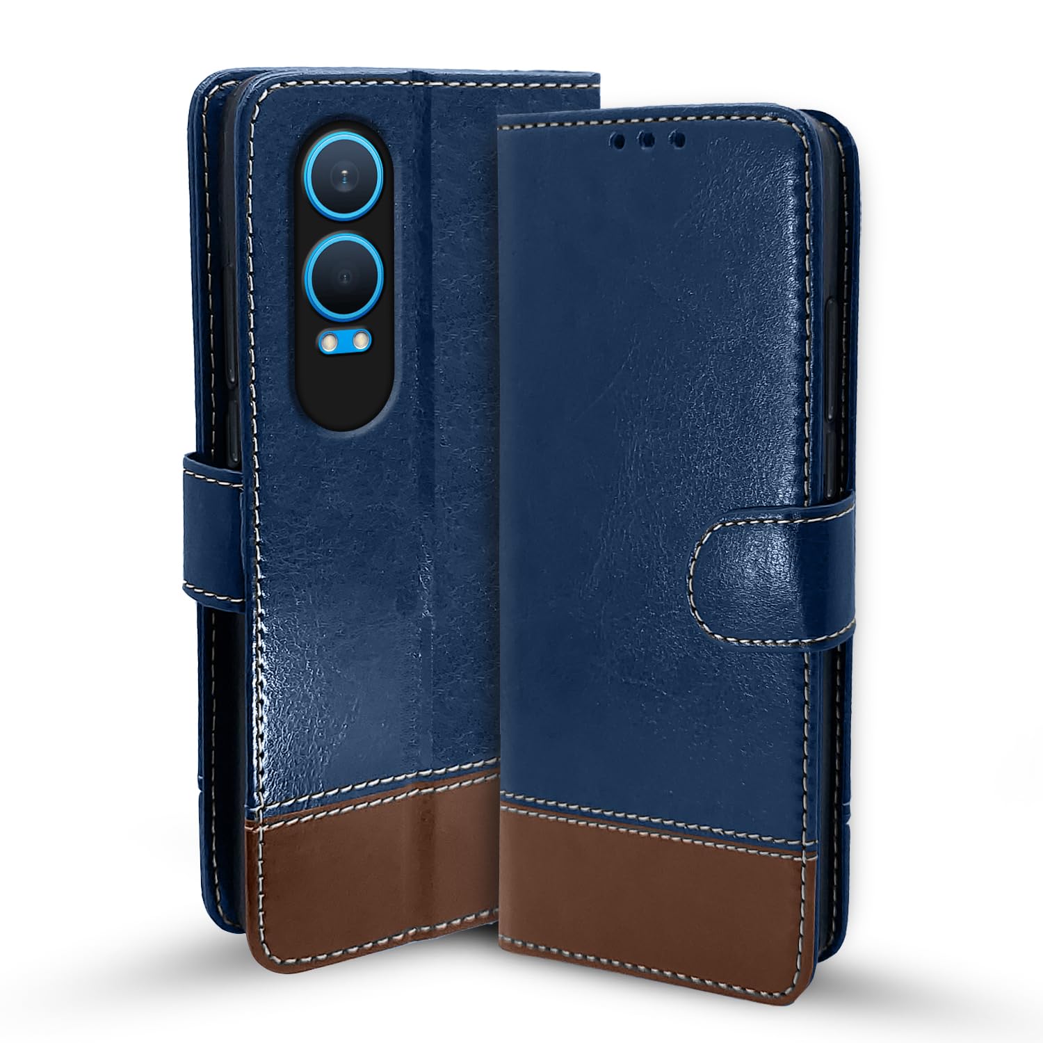 Pikkme blue & brown wallet flip cover for OnePlus Nord CE 4 Lite 5G