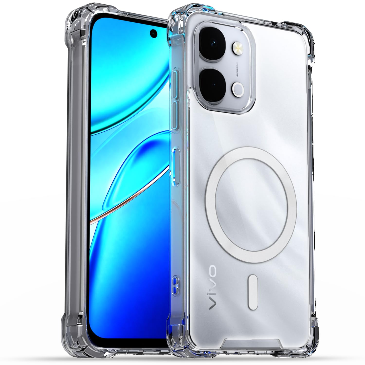 Pikkme transparent mag-safe MagSafe phone cover for Vivo T5x/Y51 Pro/iQOO Z11x 5G