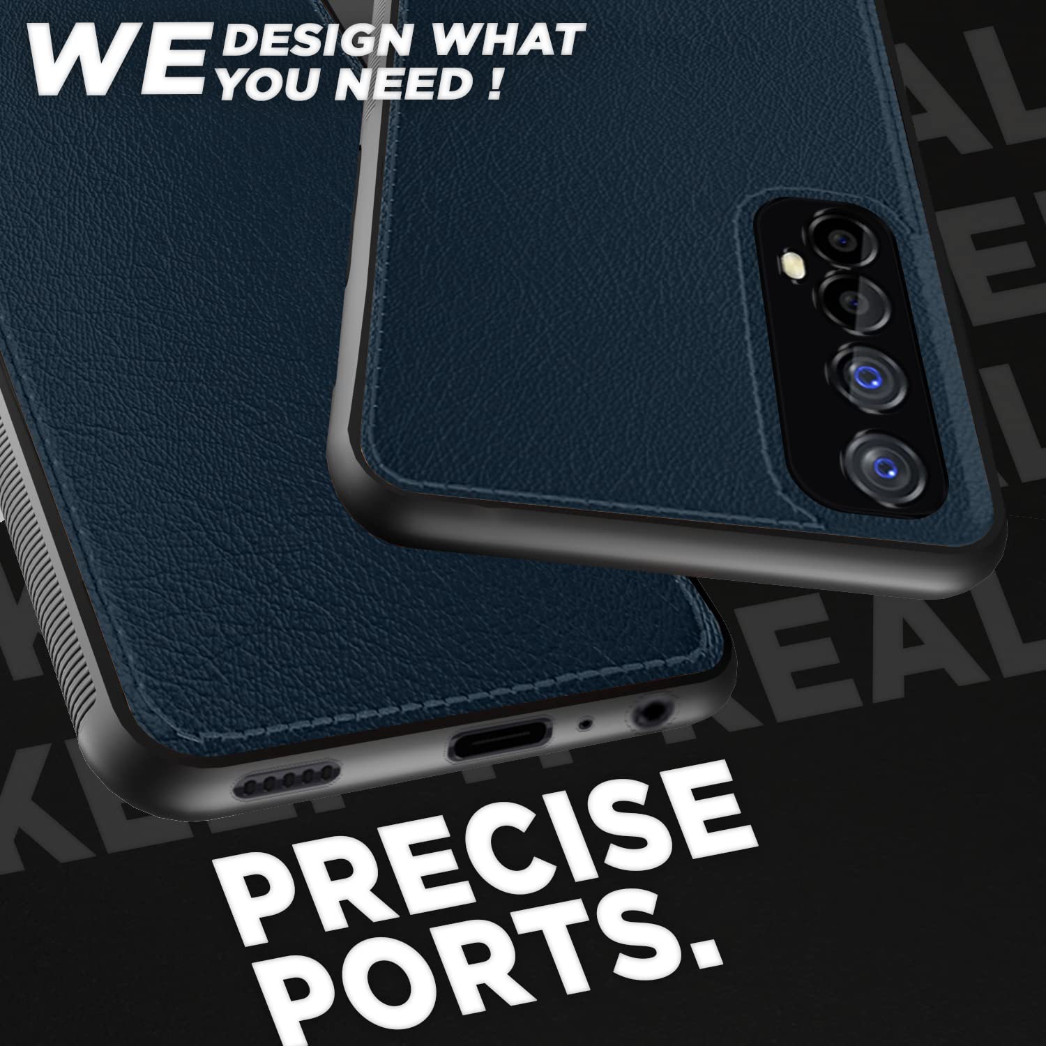 Pikkme Realme 7 Leatherback Back Case | Blue