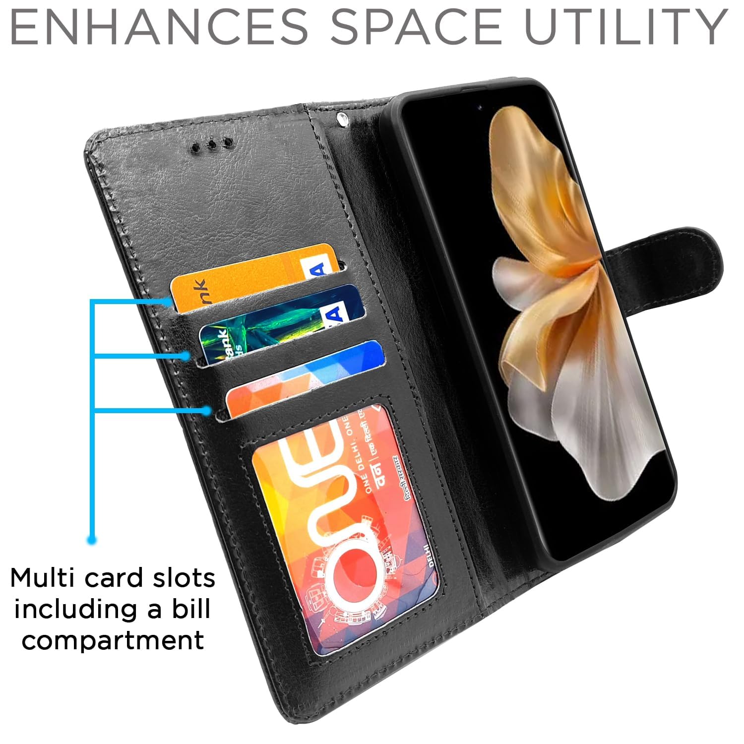 Black mobile flip cover for Vivo V30 Pro 5G – Pikkme – photo 5