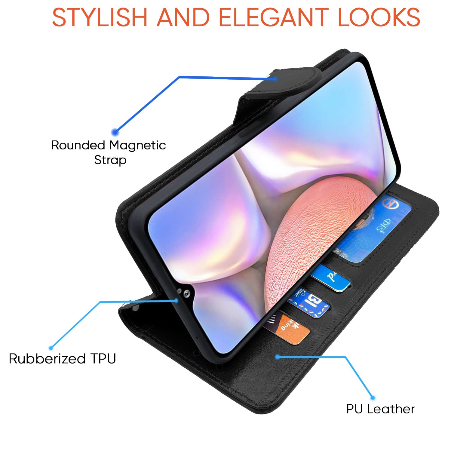 Pikkme Samsung Galaxy A10s Vintage Flip Cover (Black)