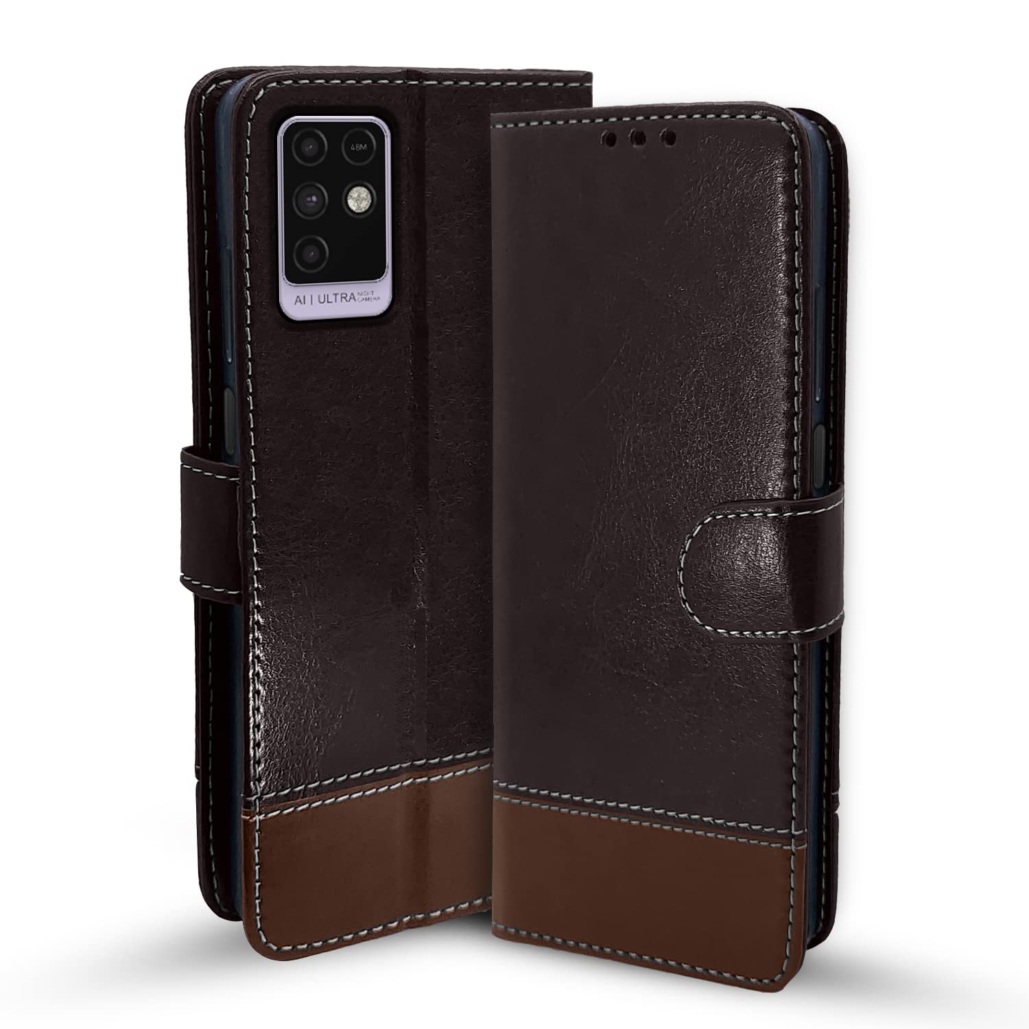 Infinix Note 10 Magnetic flip cover in coffee & brown by Pikkme